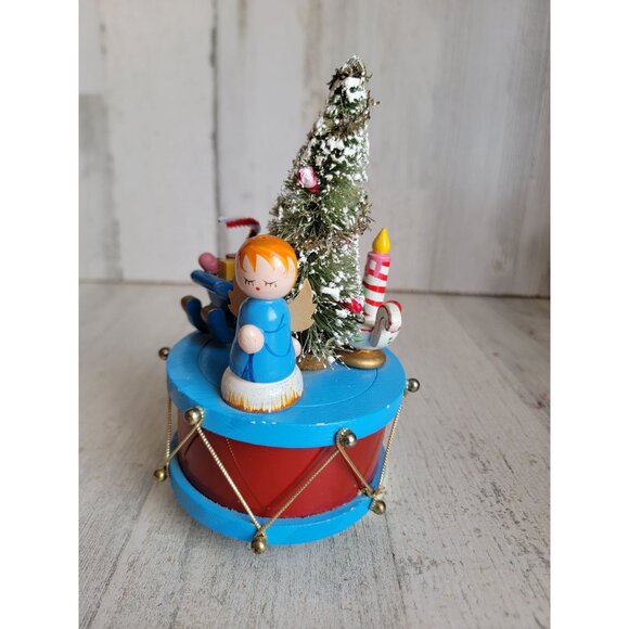 Vintage musical drum angel tree wind up Xmas home decor - Picture 1 of 7